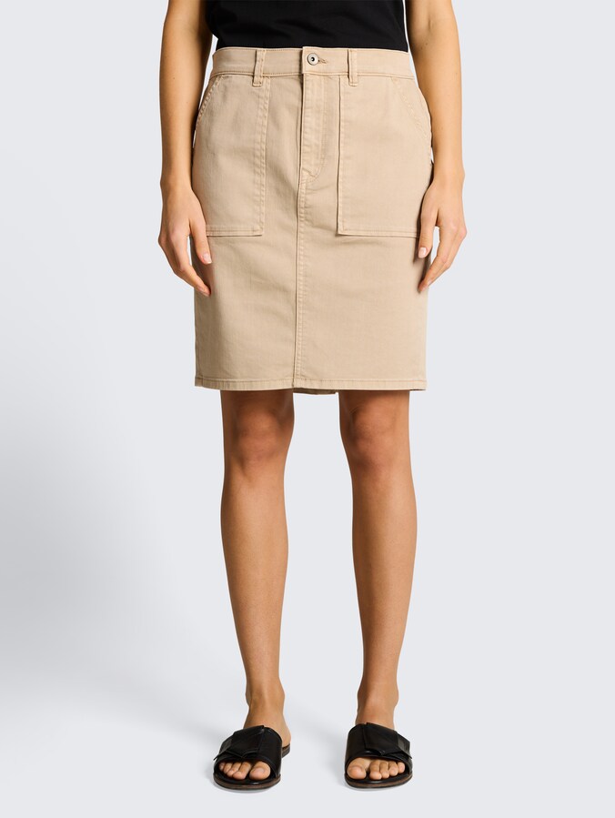 Jeansrock mit aufgesetzten Taschen von Women, sand stone beige