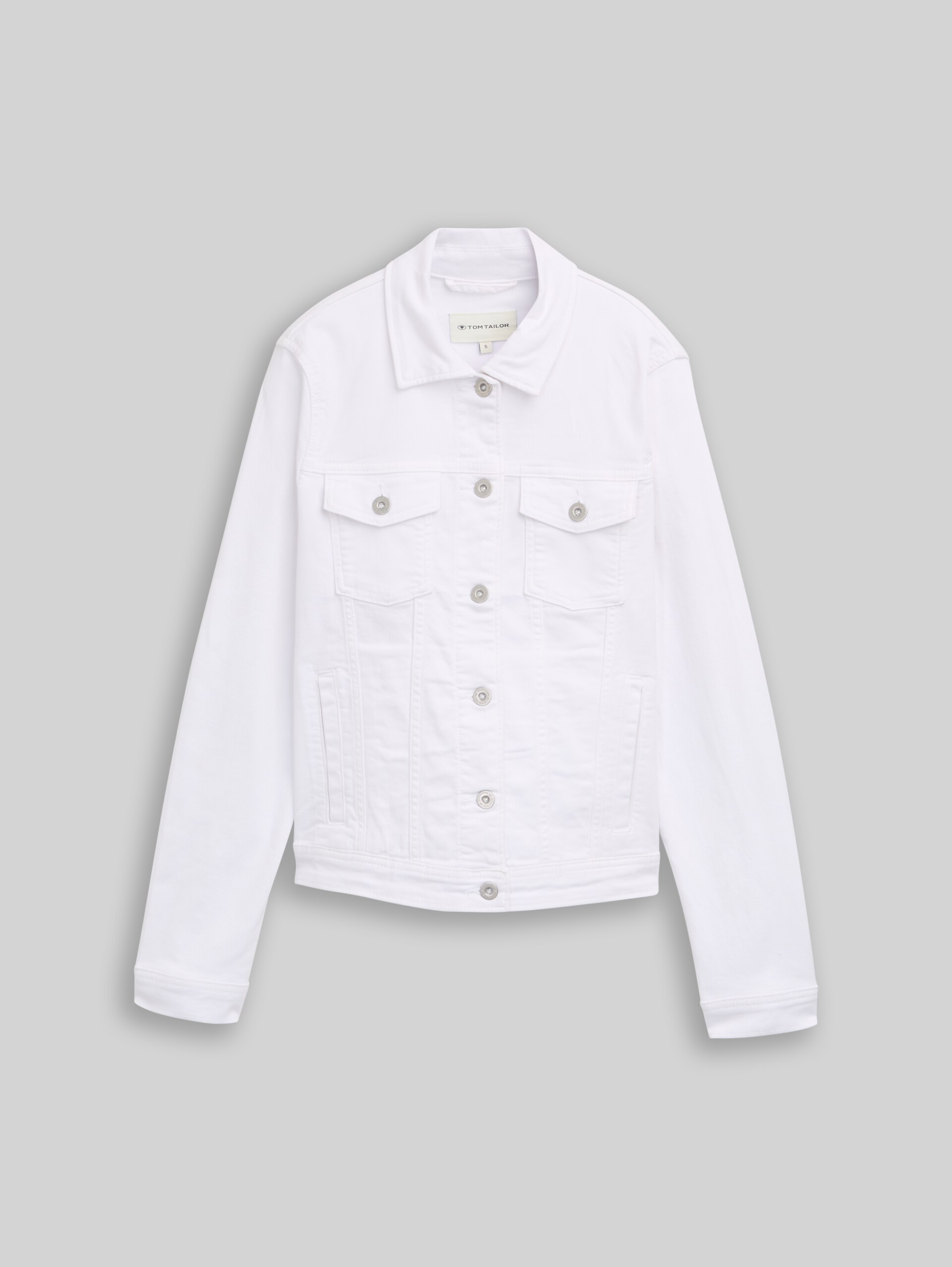 Denim jacket with side pockets - bright white - Front product view