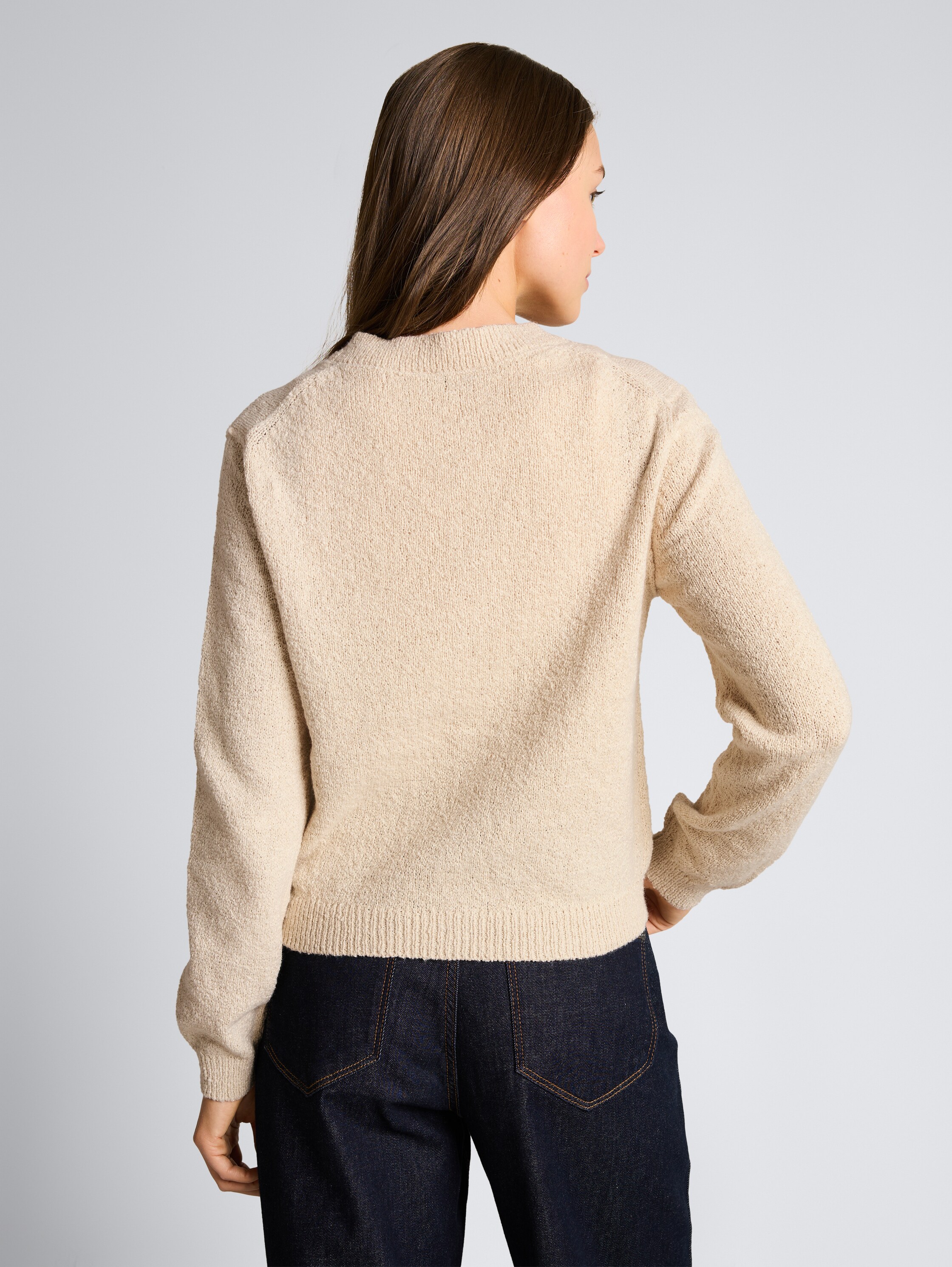 Vest met ronde hals - sand stone beige