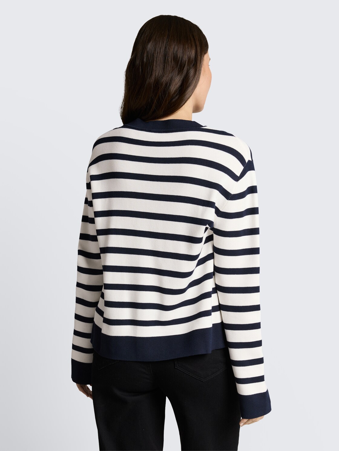 Strickpullover mit Streifenmuster - white sky blue knit stripe