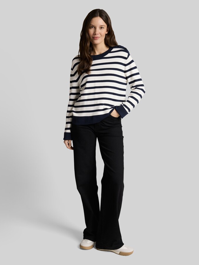 Pull en maille à rayures par Women, white sky blue knit stripe