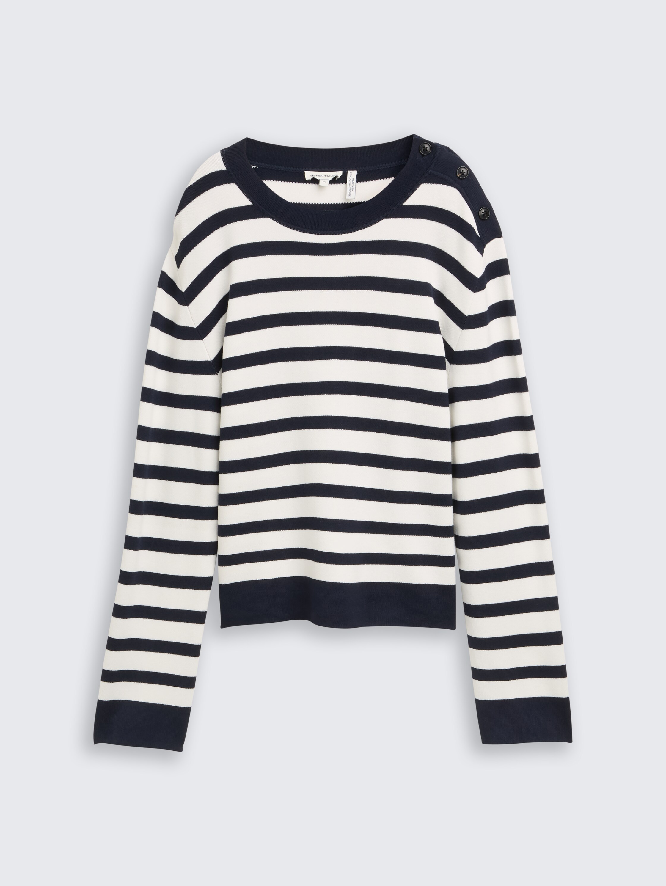 Strickpullover mit Streifenmuster - white sky blue knit stripe