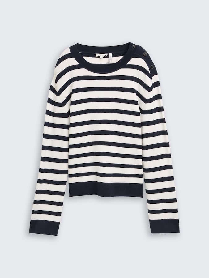 Strickpullover mit Streifenmuster von Women, white sky blue knit stripe