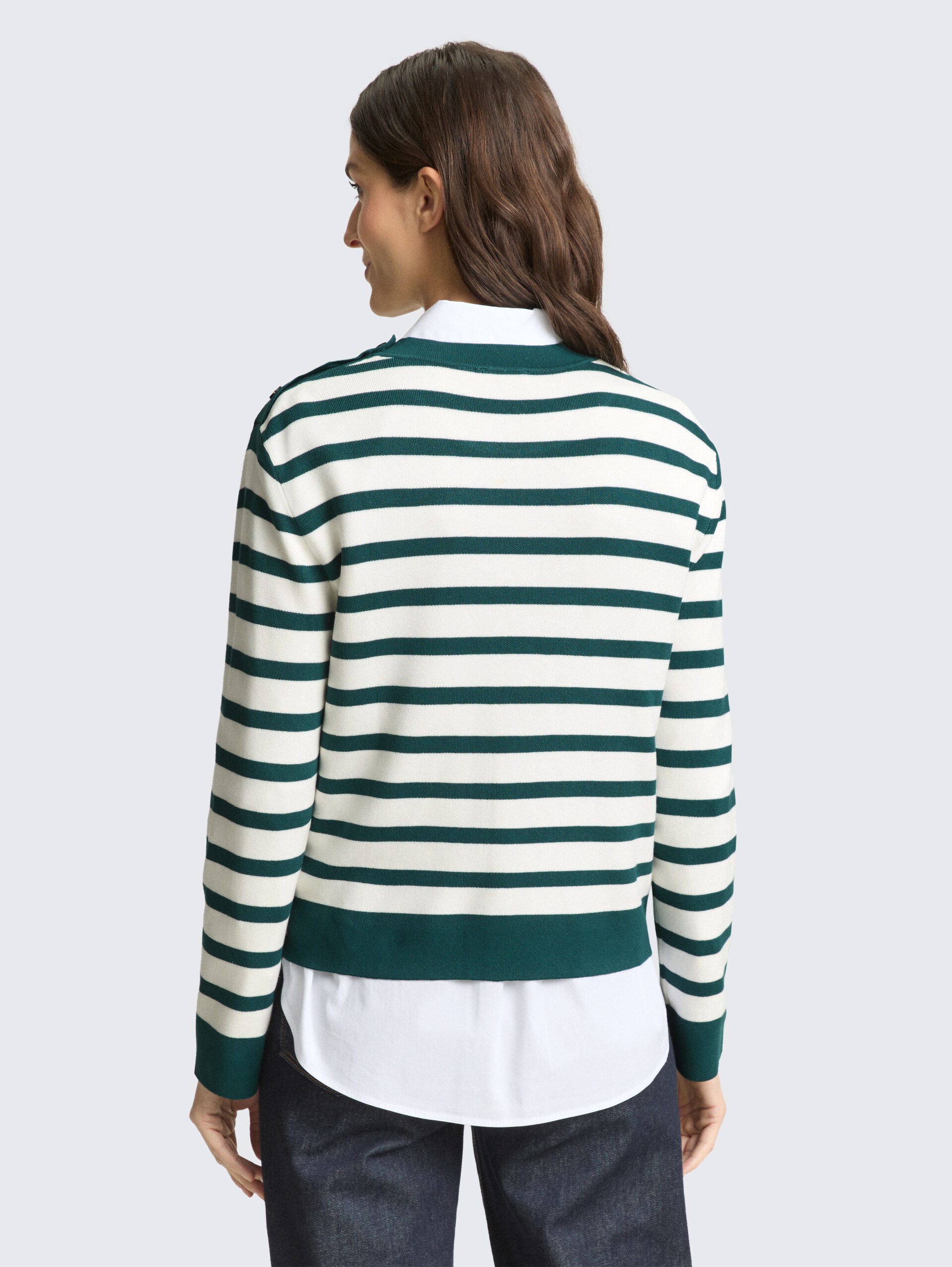 Strickpullover mit Streifenmuster - white green knit stripe