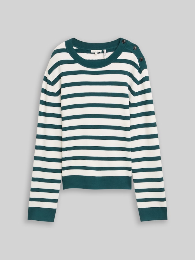Pull en maille à rayures par Women, white green knit stripe