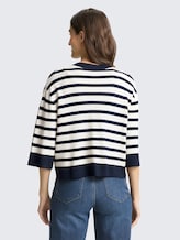 Loose Fit Cardigan mit Streifenmuster - white sky blue knit stripe