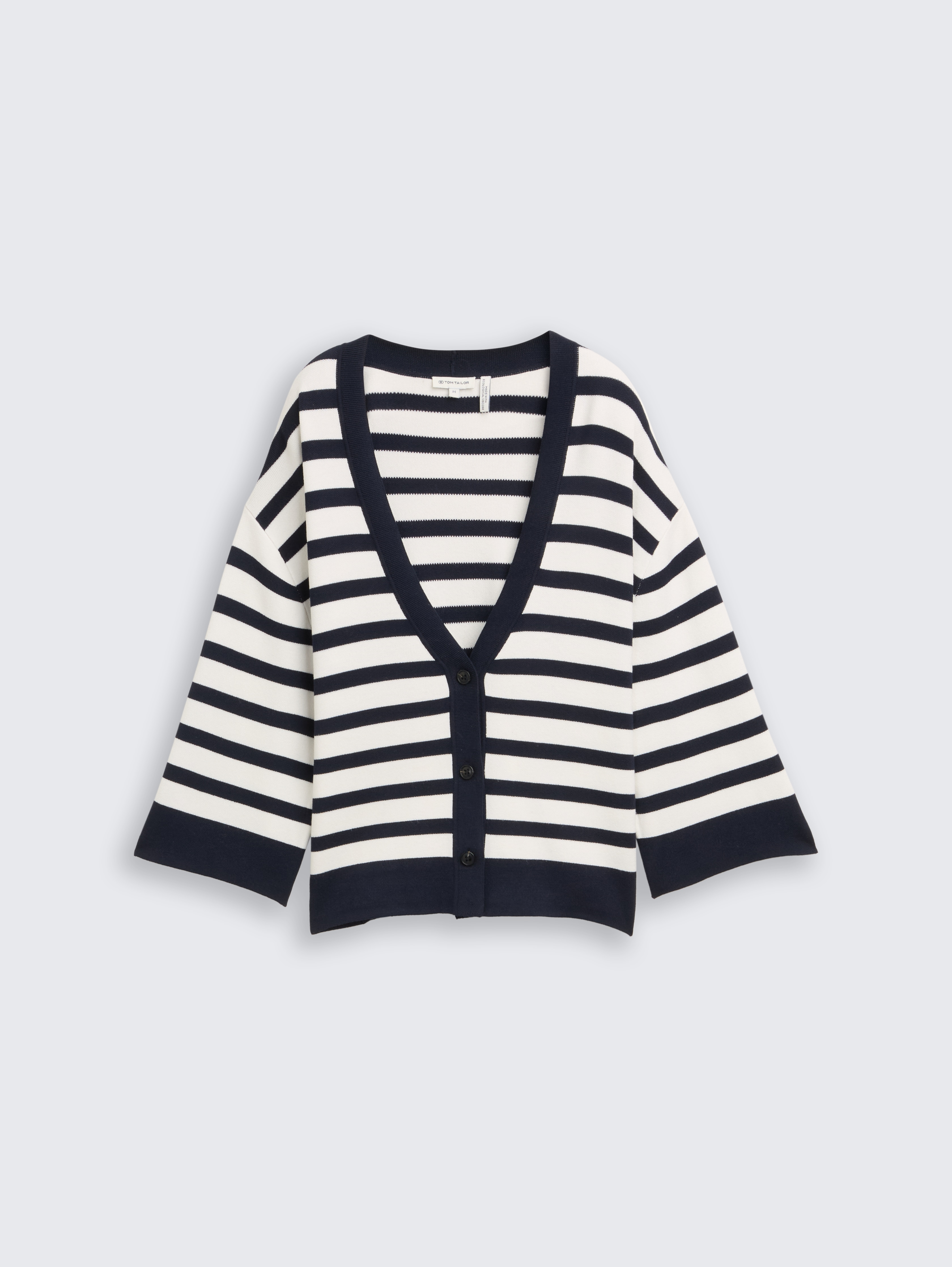Loose Fit Cardigan mit Streifenmuster von Women, white sky blue knit stripe