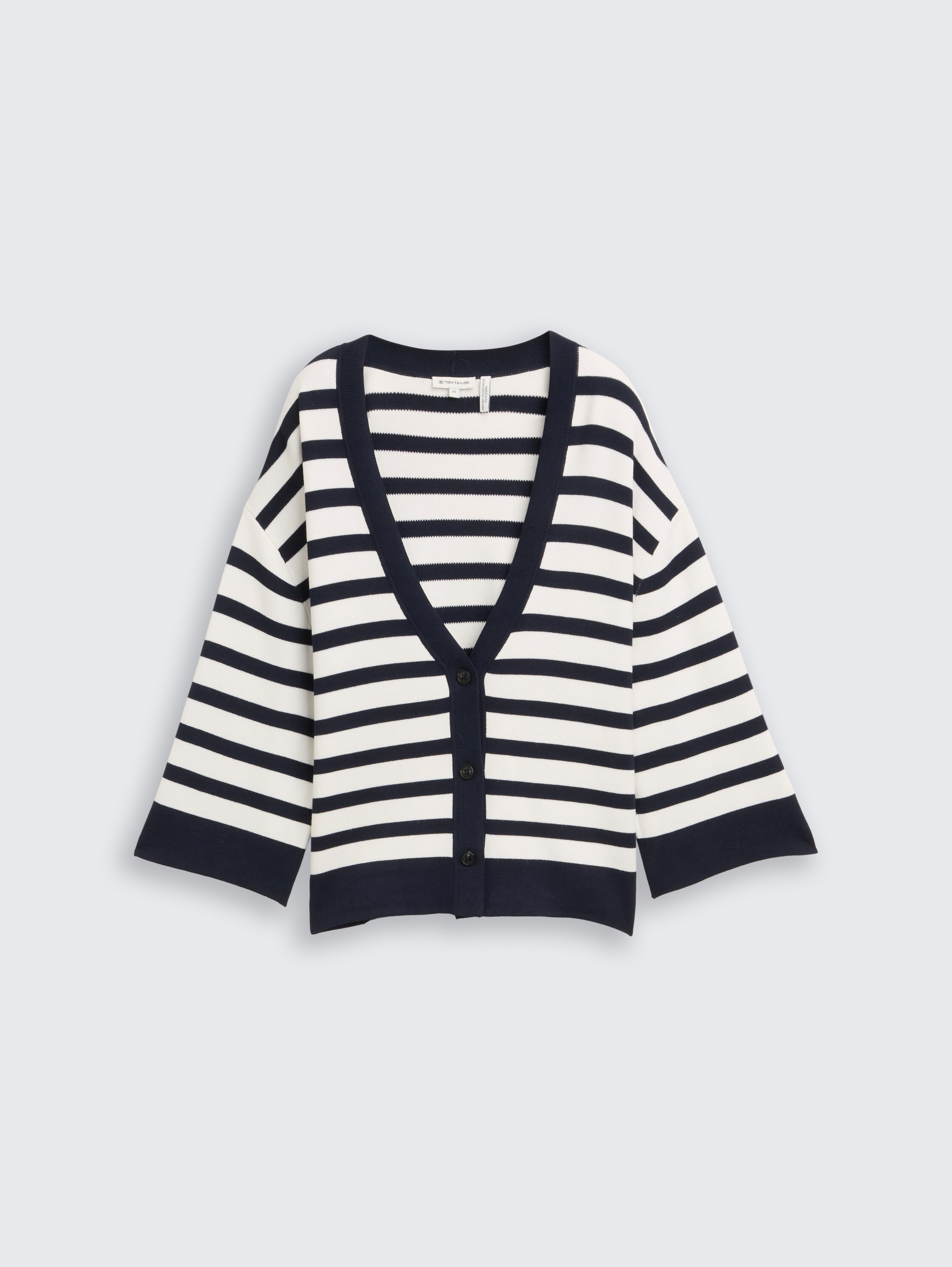 Loose Fit Cardigan mit Streifenmuster - white sky blue knit stripe