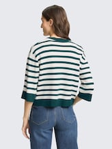 Loose Fit Cardigan mit Streifenmuster - white green knit stripe