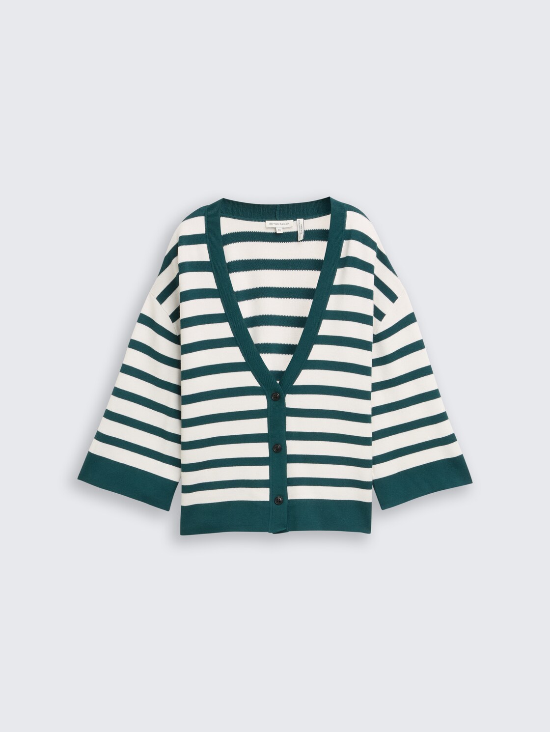 Loose Fit Cardigan mit Streifenmuster - white green knit stripe
