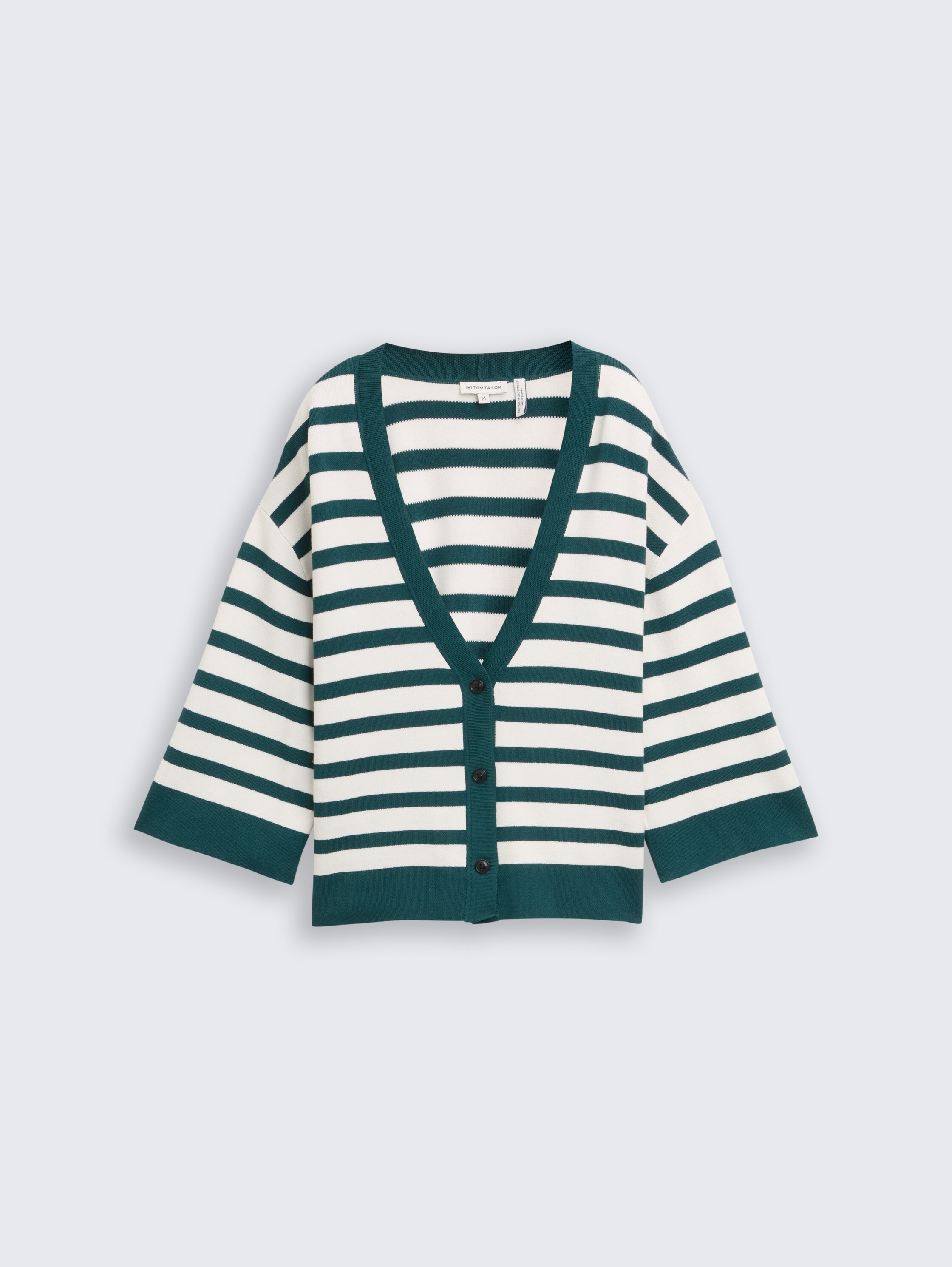 Cardigan ample à rayures - white green knit stripe
