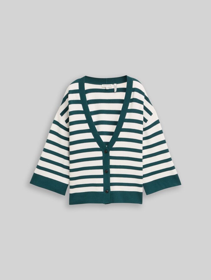 Cardigan ample à rayures par Women, white green knit stripe