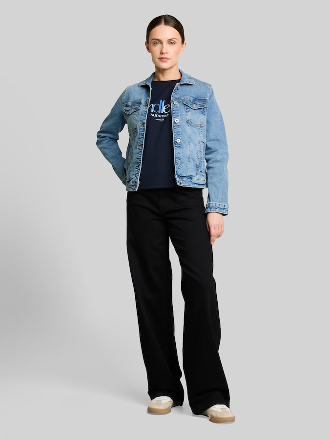 Jeansjacke mit Eingriffstaschen von Women, Clean Light Stone Blue Denim