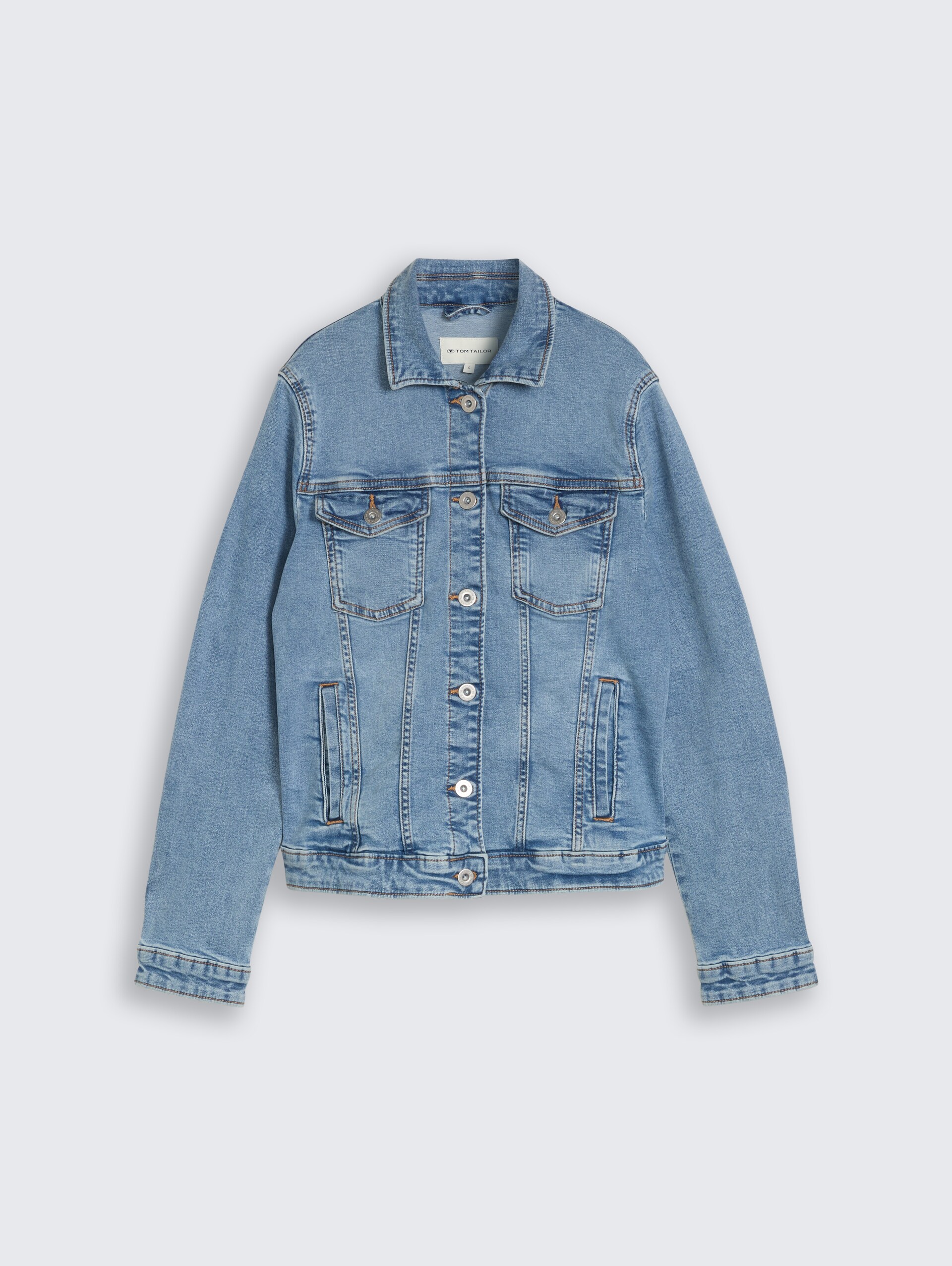 Spijkerjasje met steekzakken - Clean Light Stone Blue Denim - Product vooraanzicht