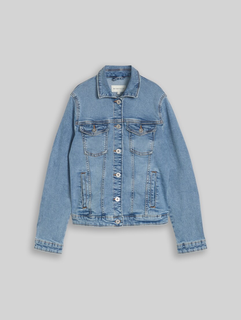 Denim jacket with side pockets by Women, Clean Light Stone Blue Denim