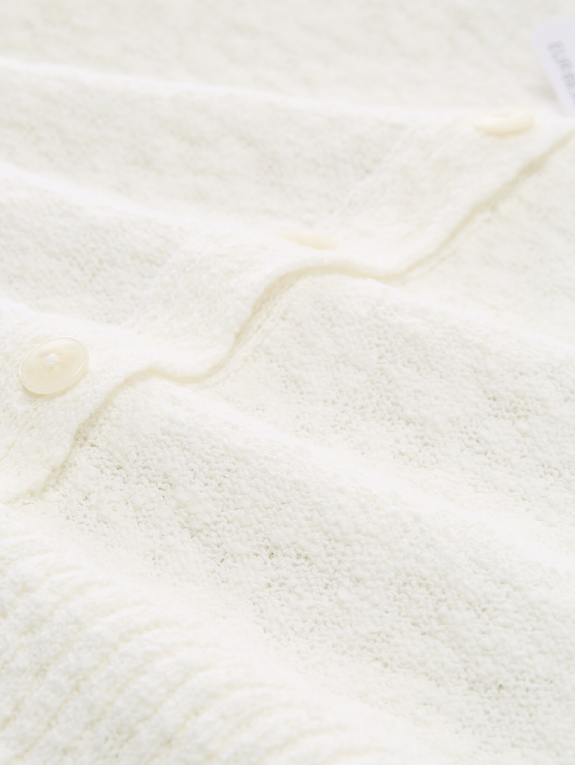 Loose fit bouclé cardigan with collar - Whisper White - Material view