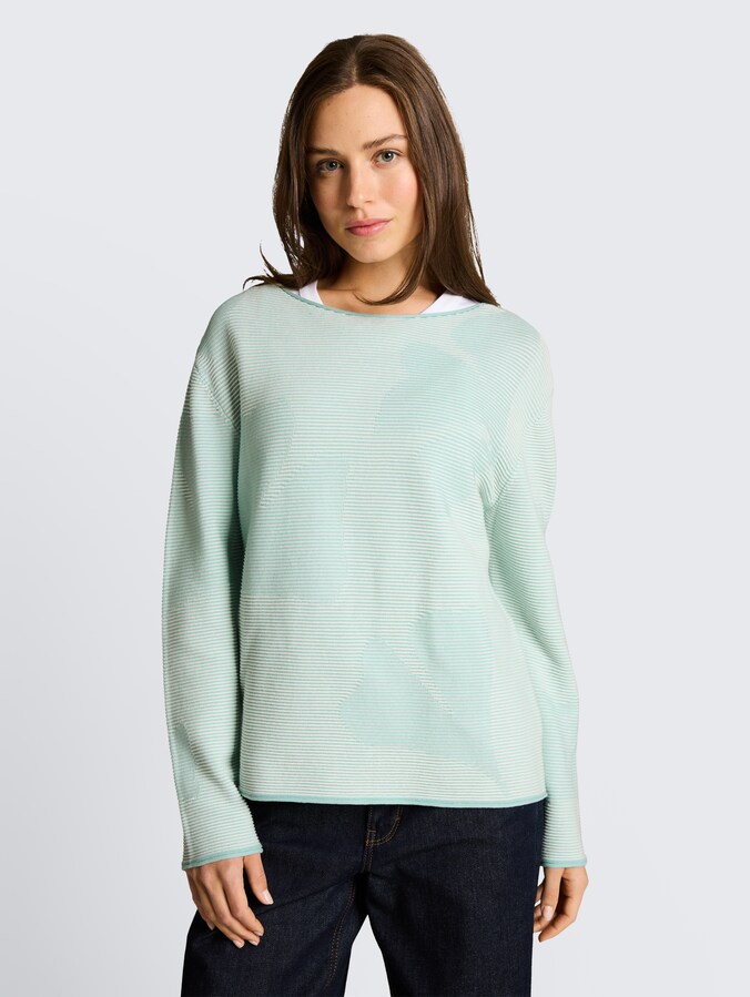 Cotton knit jumper by Women, mint ginko structure stripe