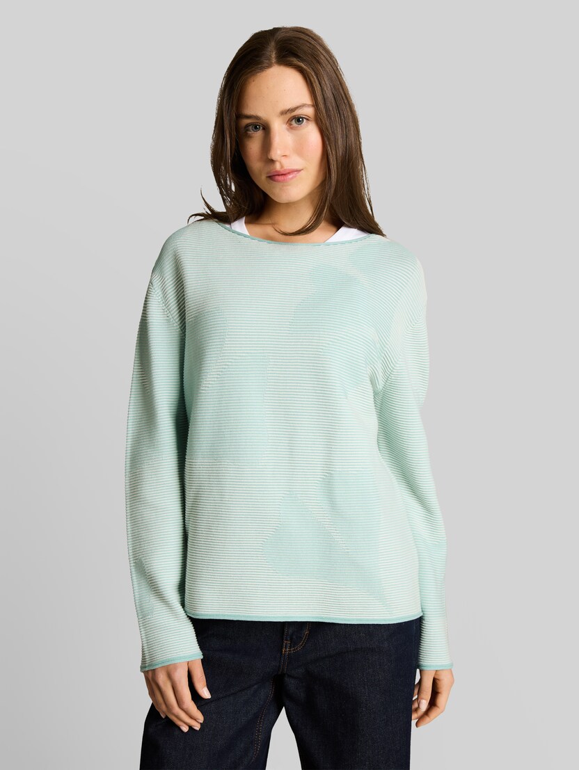 Gebreide trui van katoen door Women, mint ginko structure stripe