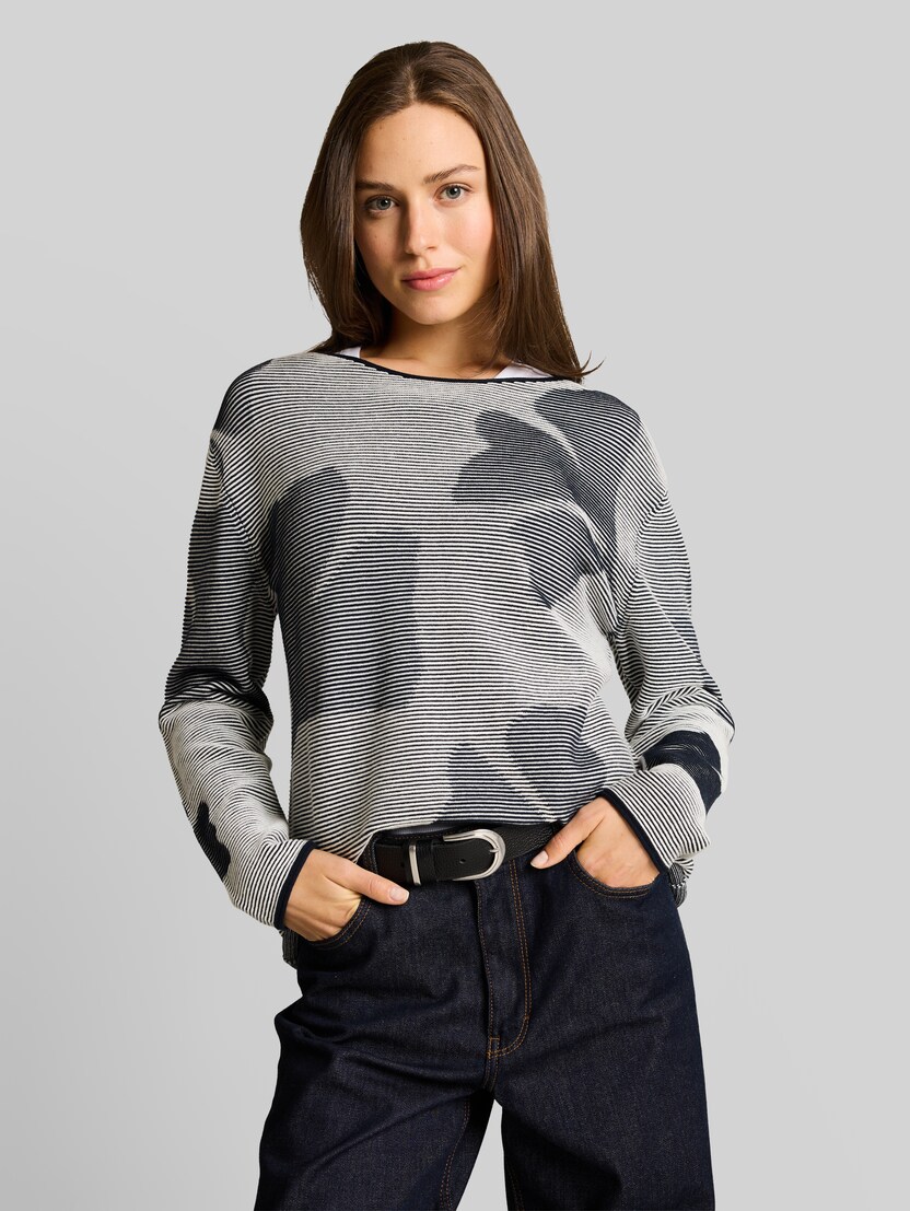 Strickpullover aus Baumwolle von Women, navy ginko structure stripe