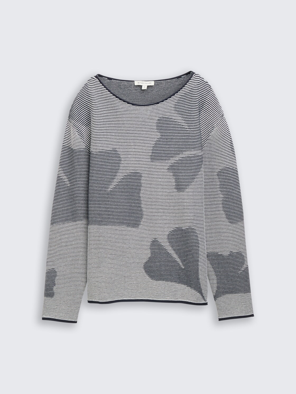 Strickpullover aus Baumwolle - navy ginko structure stripe