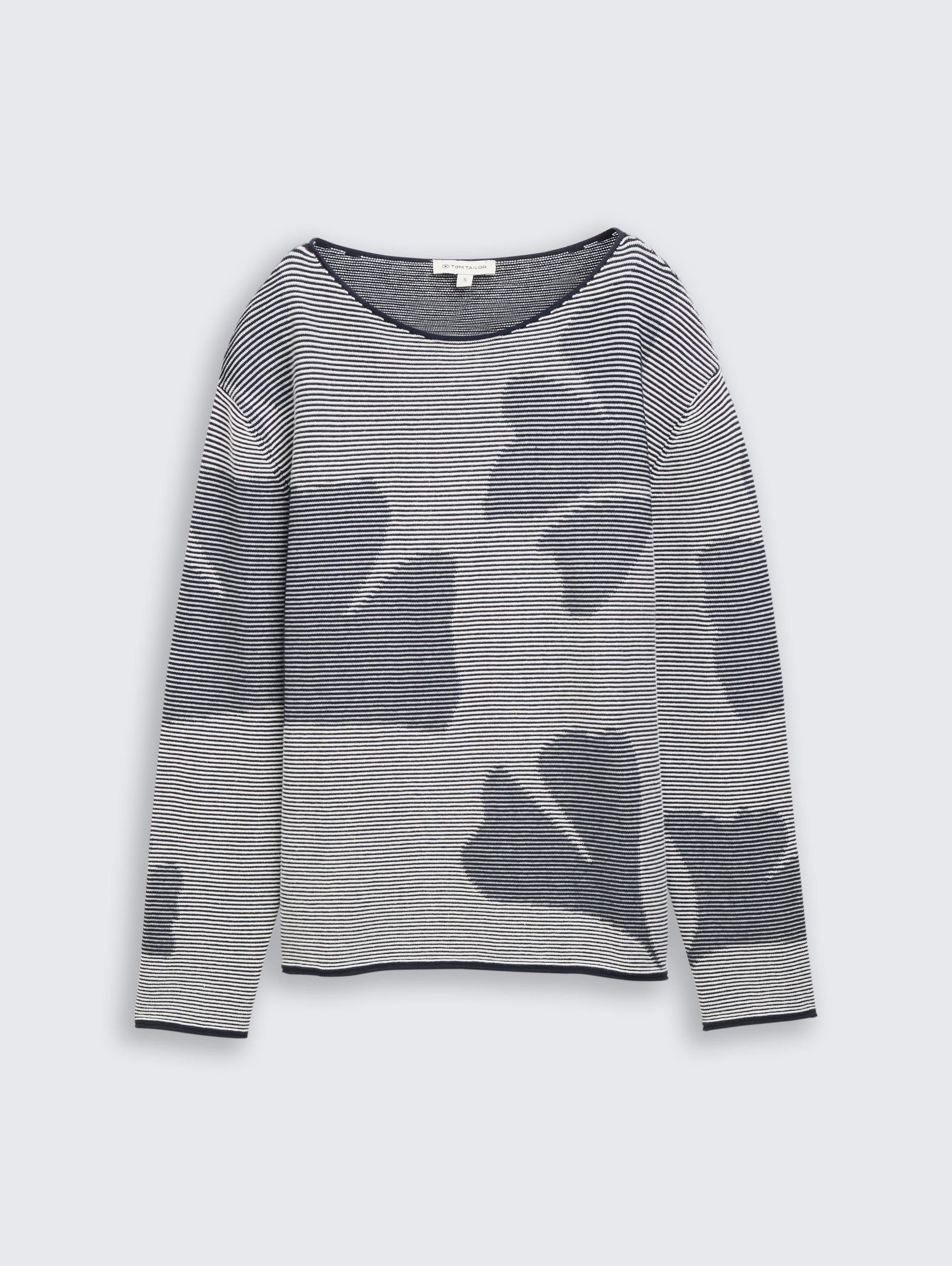 Strickpullover aus Baumwolle - navy ginko structure stripe