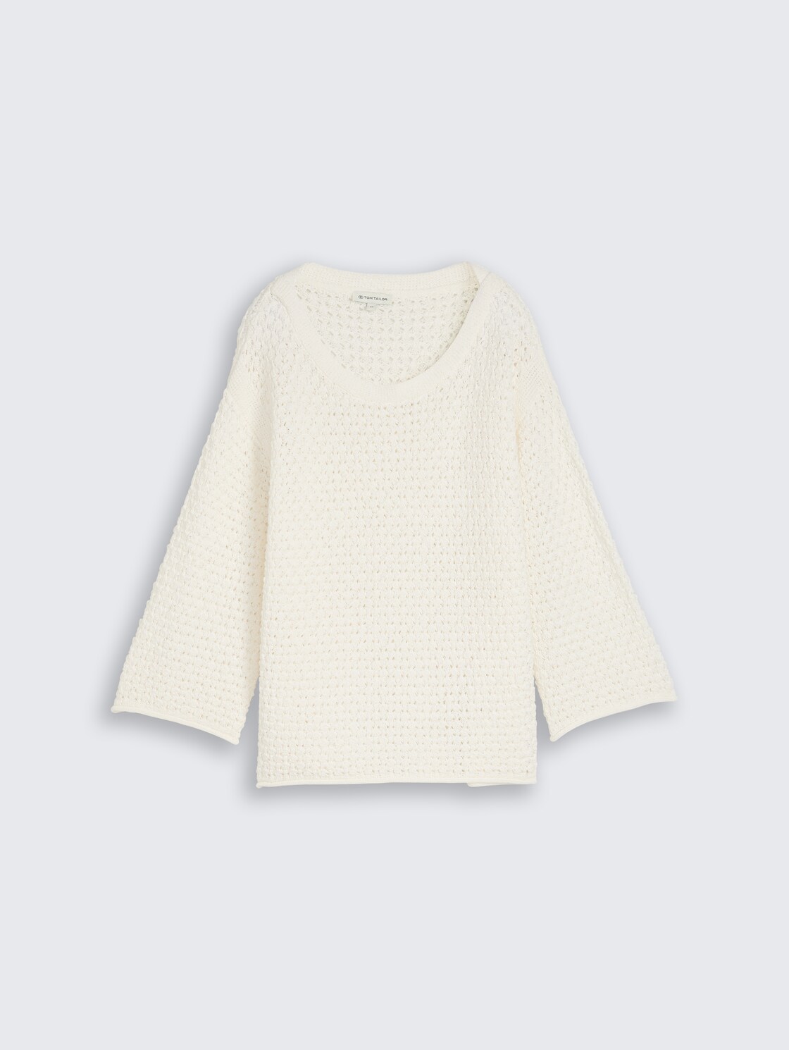 Loose Fit Strickpullover mit Lochmuster - Whisper White