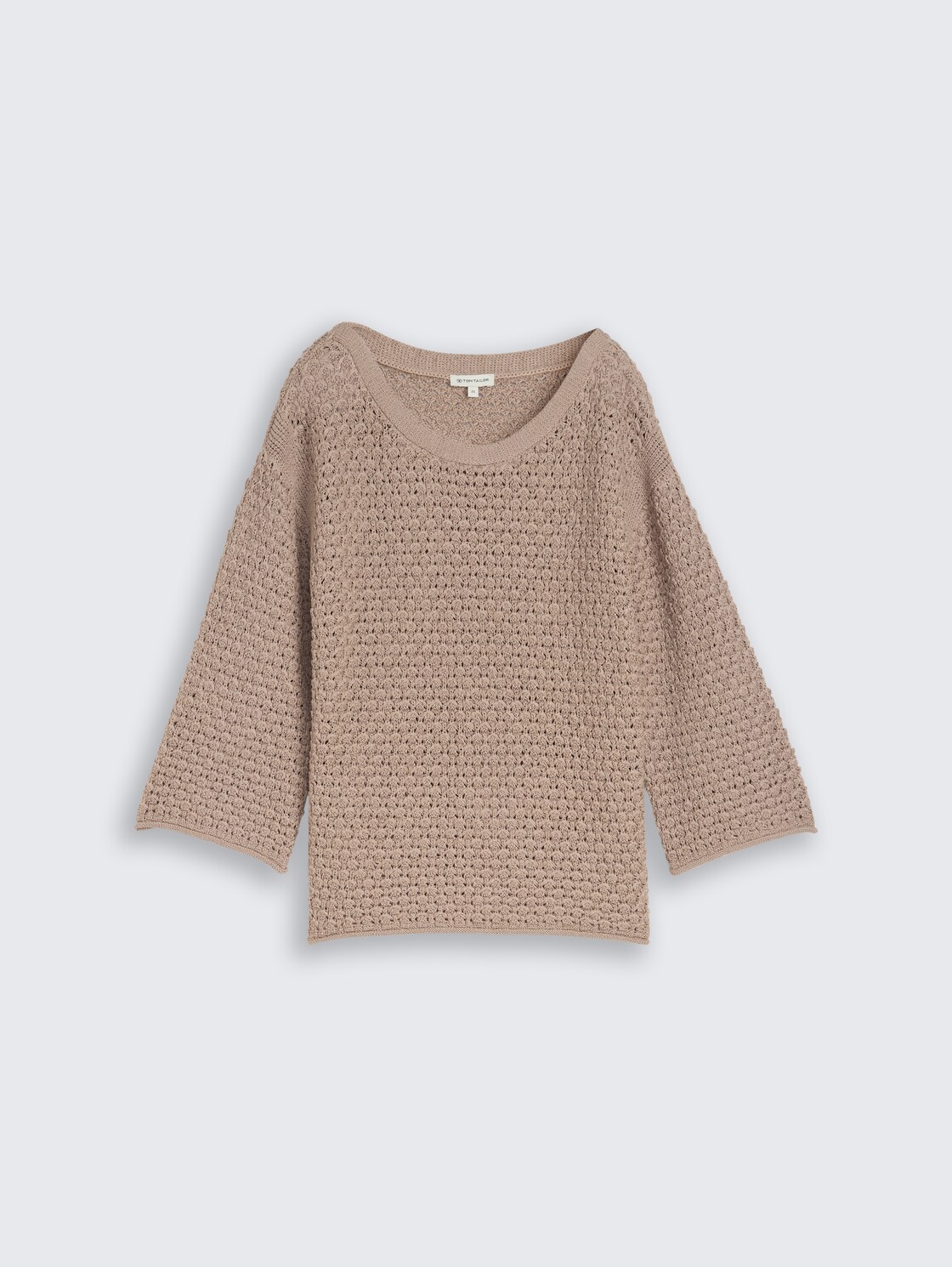 Loose Fit Strickpullover mit Lochmuster - soft taupe grey