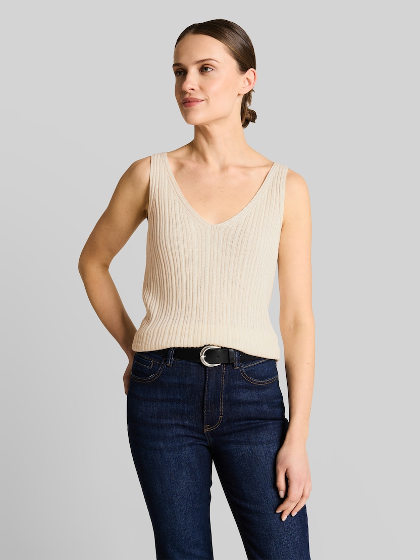 Gebreide top met V-hals door Women, Dove White