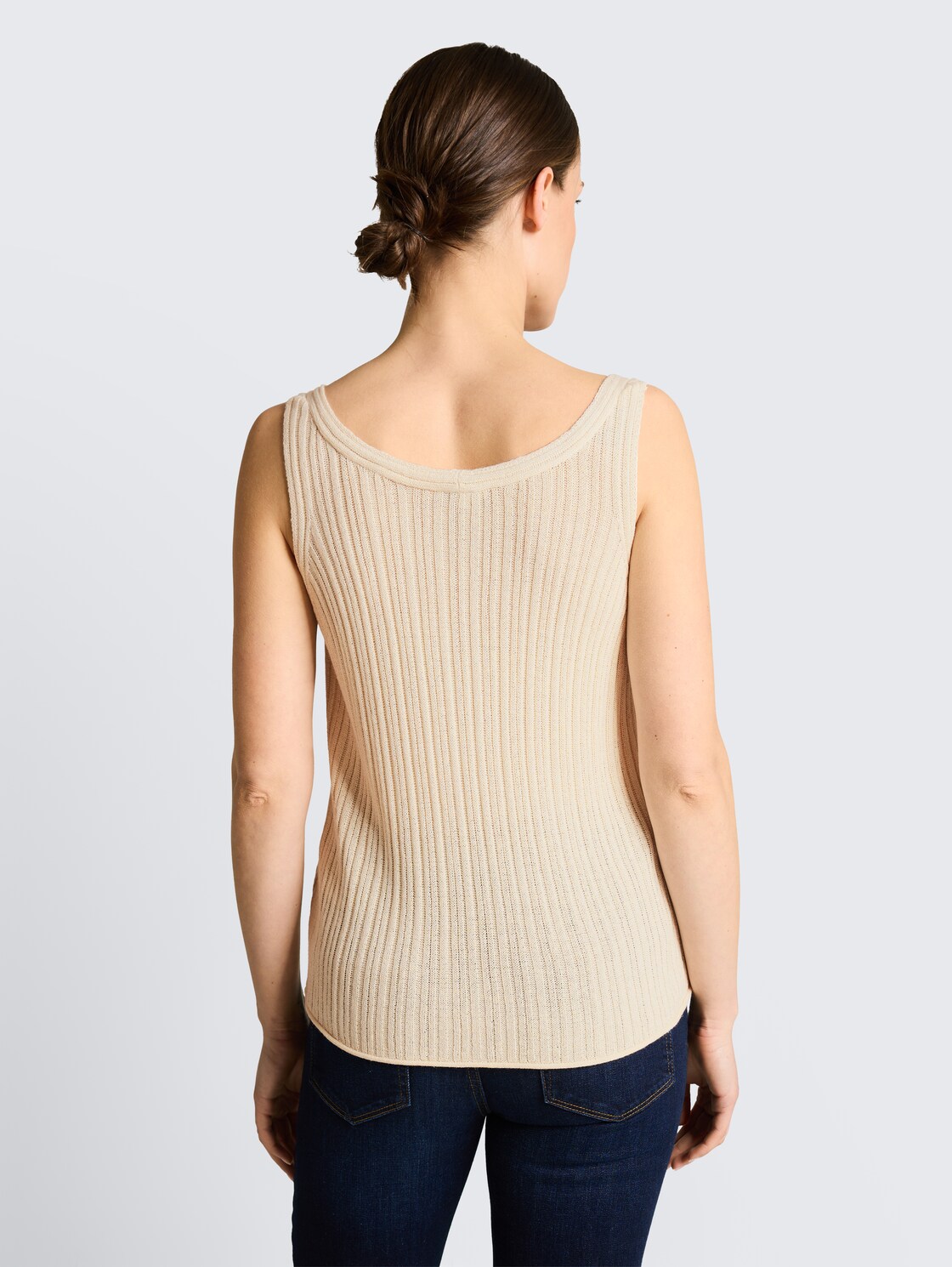 Stricktop mit V-Ausschnitt - Dove White