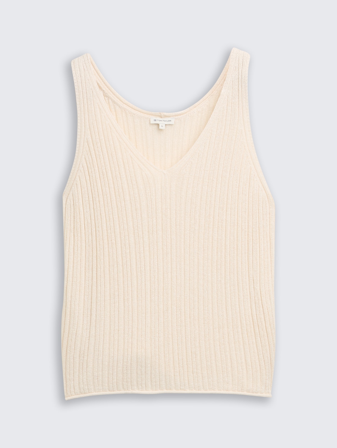 Stricktop mit V-Ausschnitt - Dove White