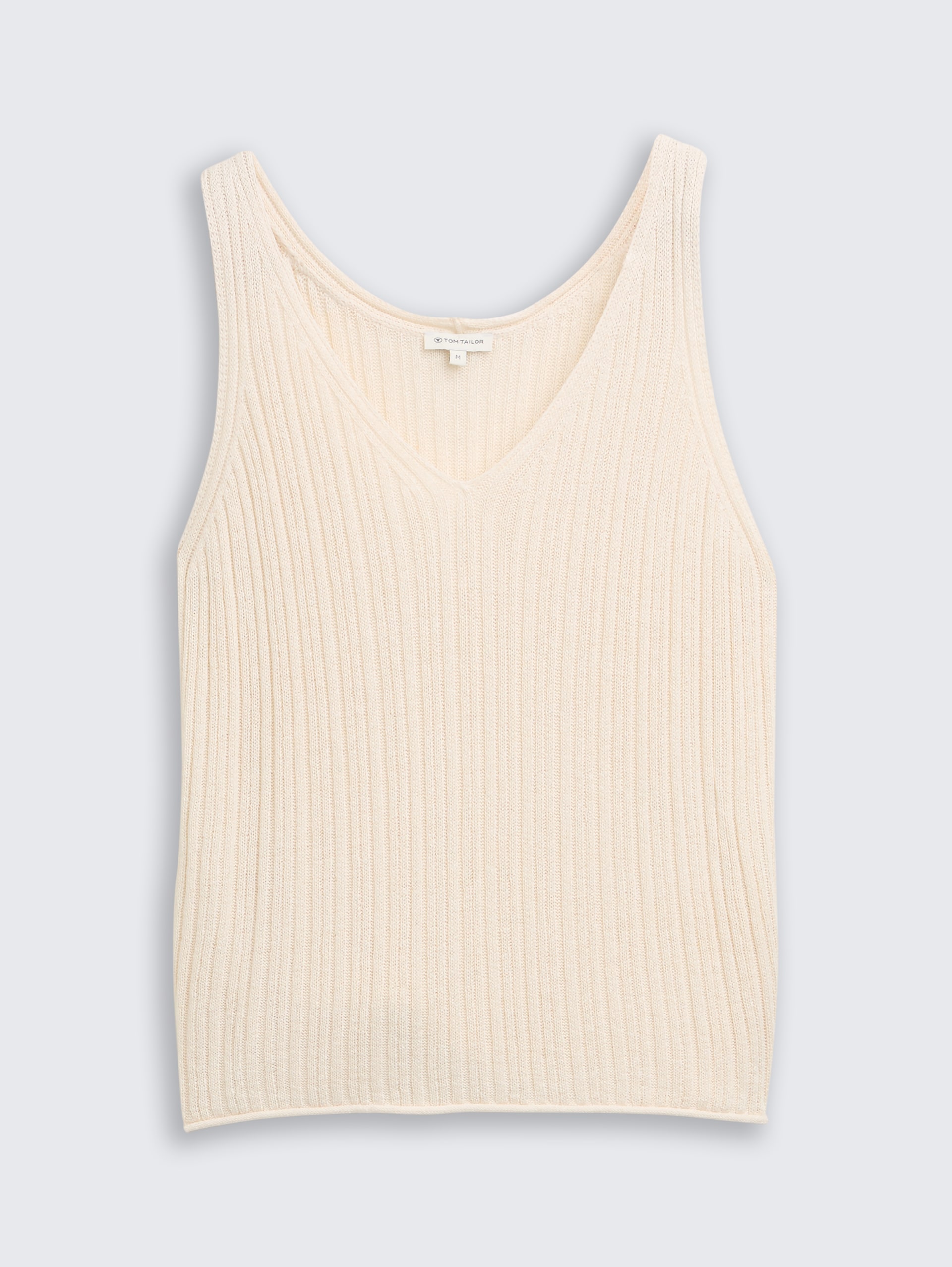 Stricktop mit V-Ausschnitt - Dove White