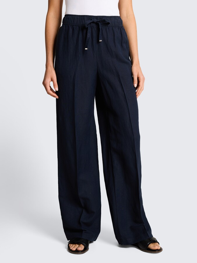 Loose fit broek met linnen door Women, sky captain blue