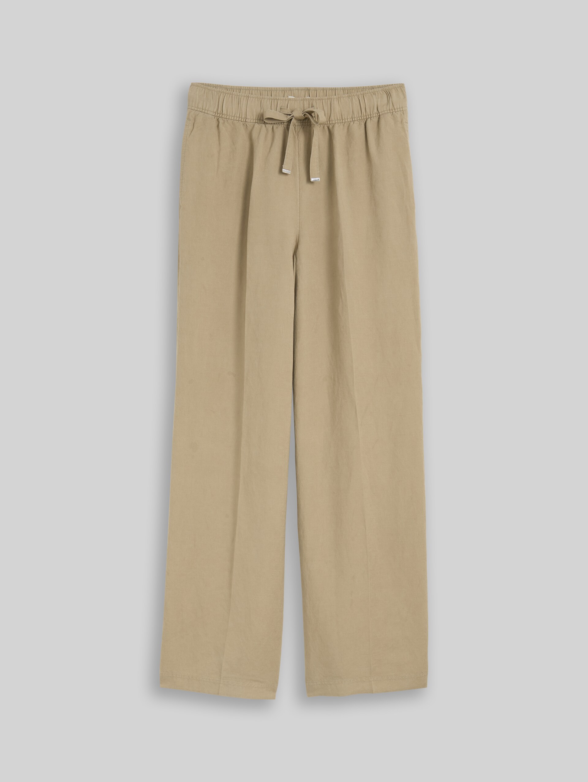 Loose fit trousers with linen content - Silver Olive - Front product view