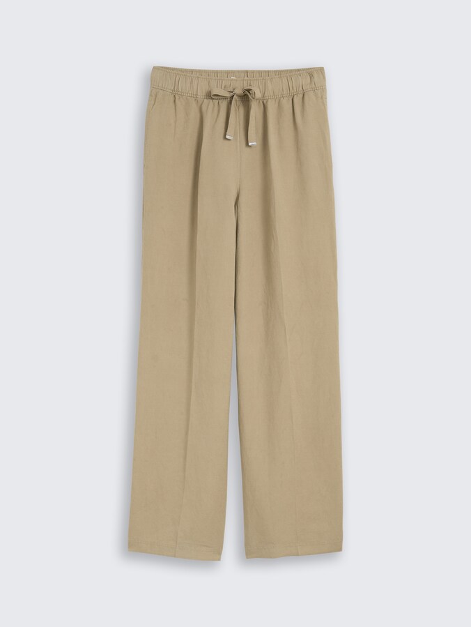 Loose Fit Hose mit Leinenanteil von Women, Silver Olive