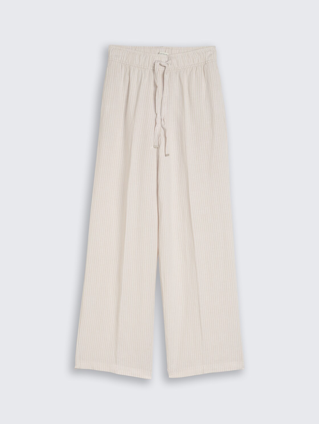 Loose Fit Hose mit Leinenanteil - taupe white irregular stripe - Vorder-Produkt-Ansicht