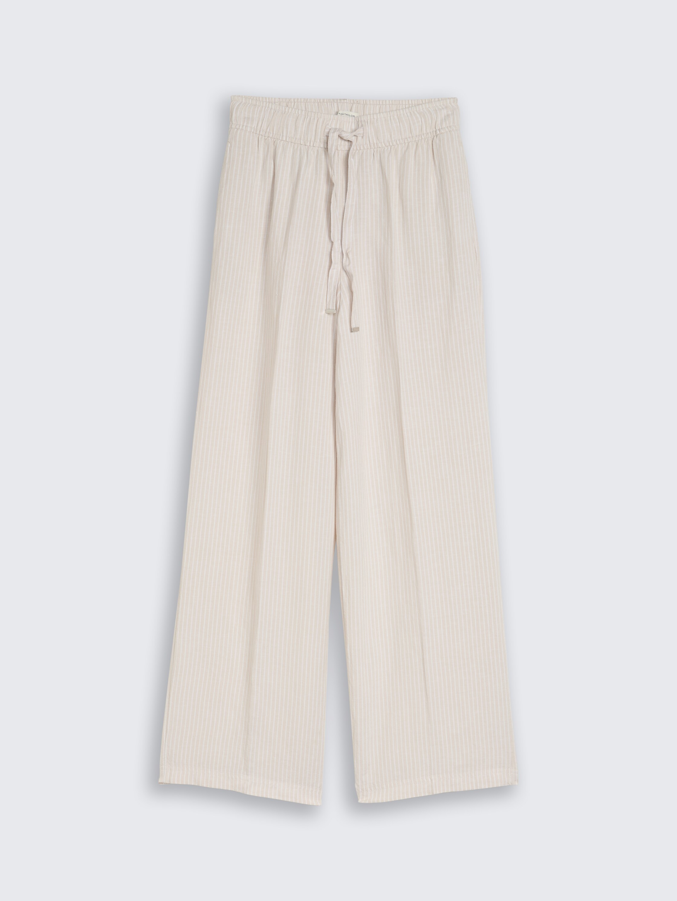 Loose-fit trousers with linen blend - taupe_white_irregular_stripe - 