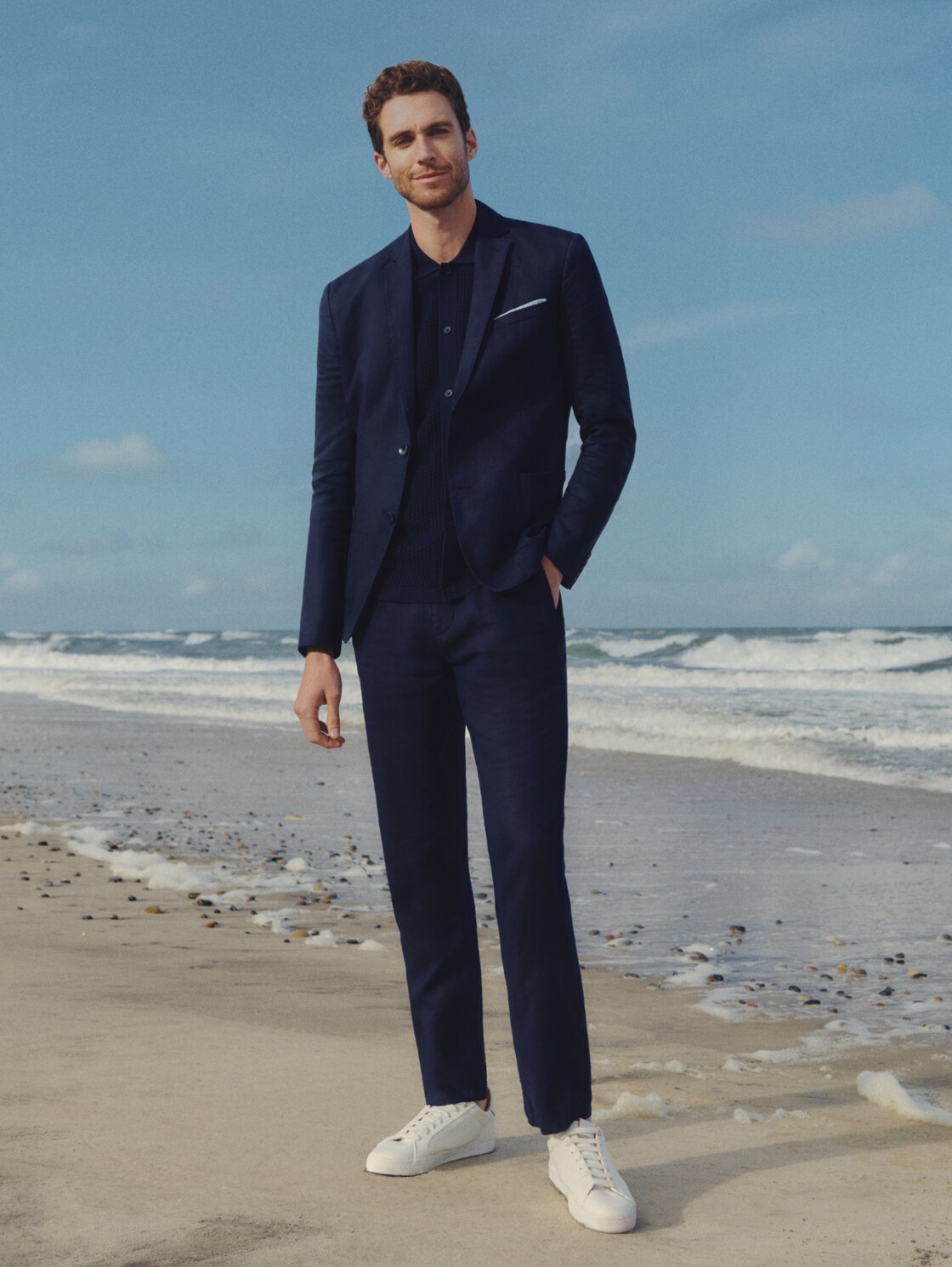 TTREGULAR Chino Hose aus Leinen - sky captain blue