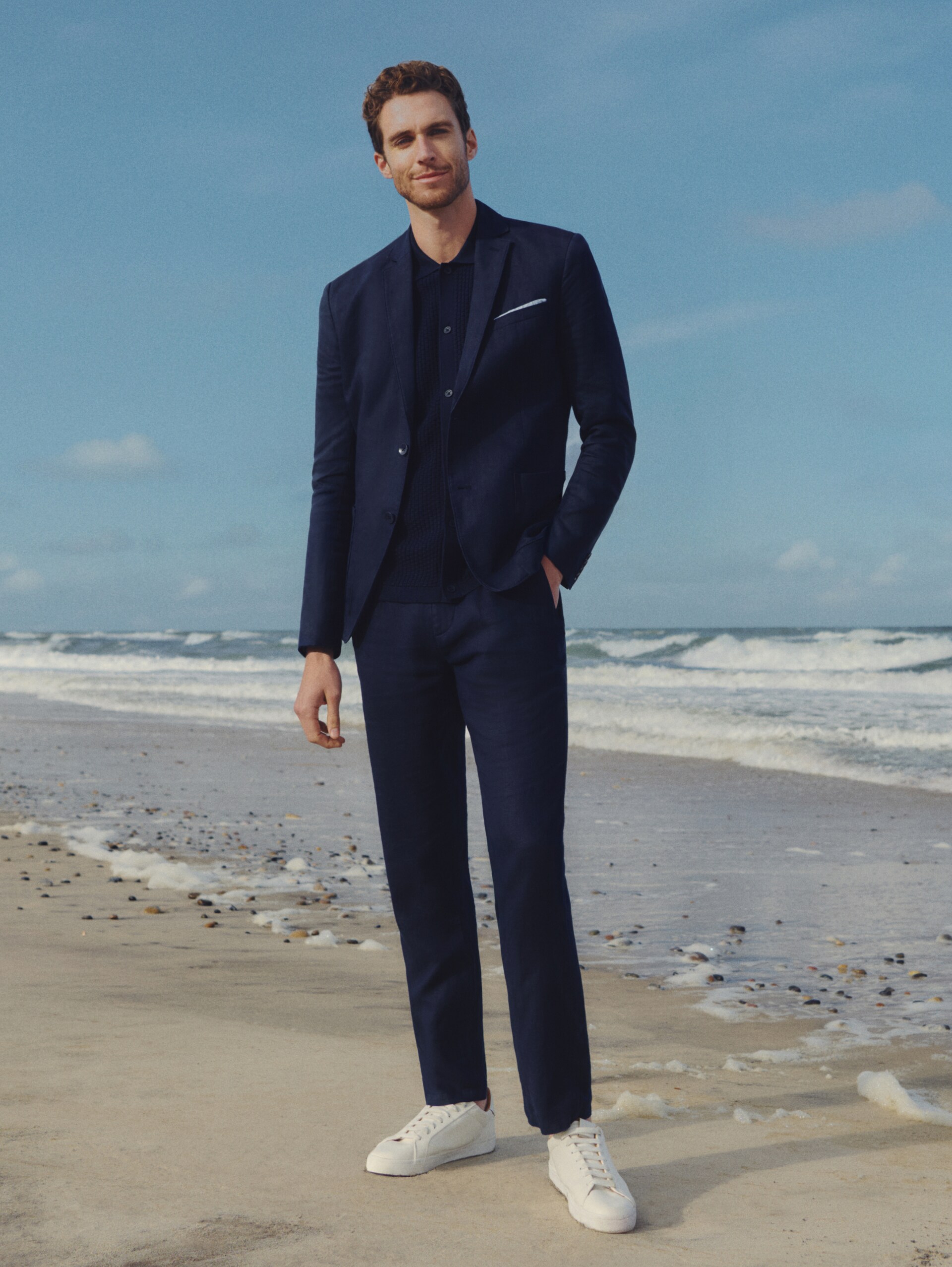 TTREGULAR Chino Hose aus Leinen - sky captain blue