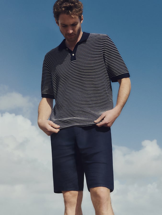 TTREGULAR Short chino en lin par Men, sky captain blue