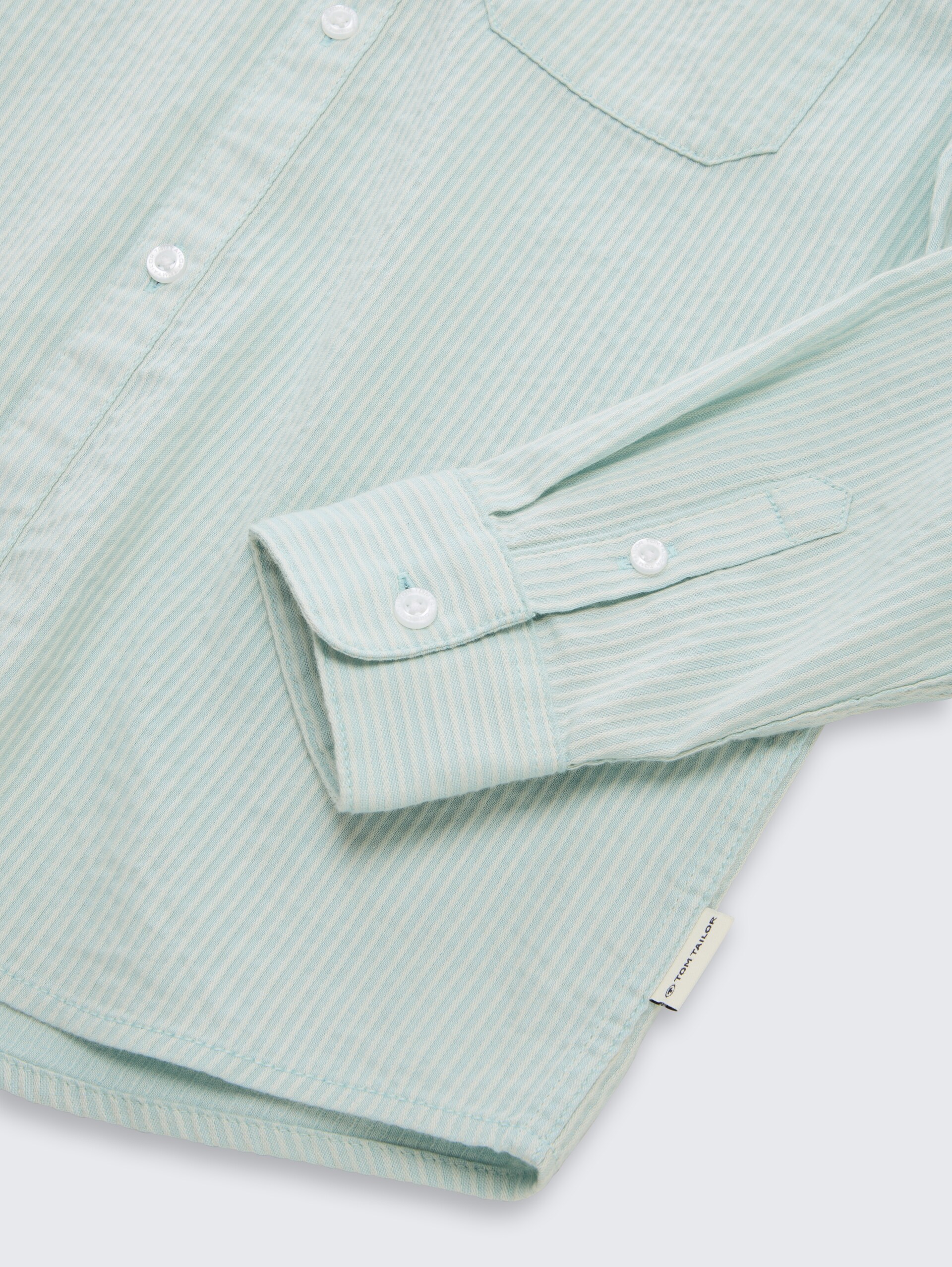 Dobby overhemd met strepen - light cloud blue white stripe - Detailaanzicht model