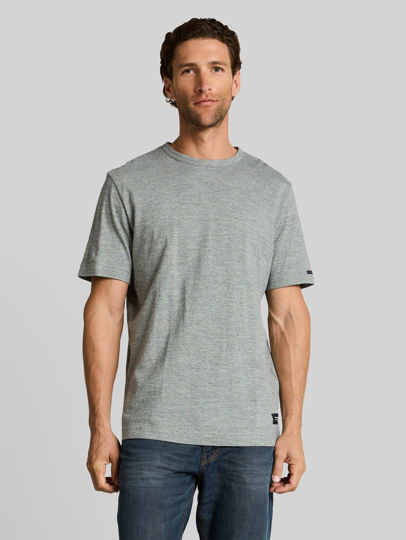 T-Shirt in Melange-Optik von Men, green navy injected