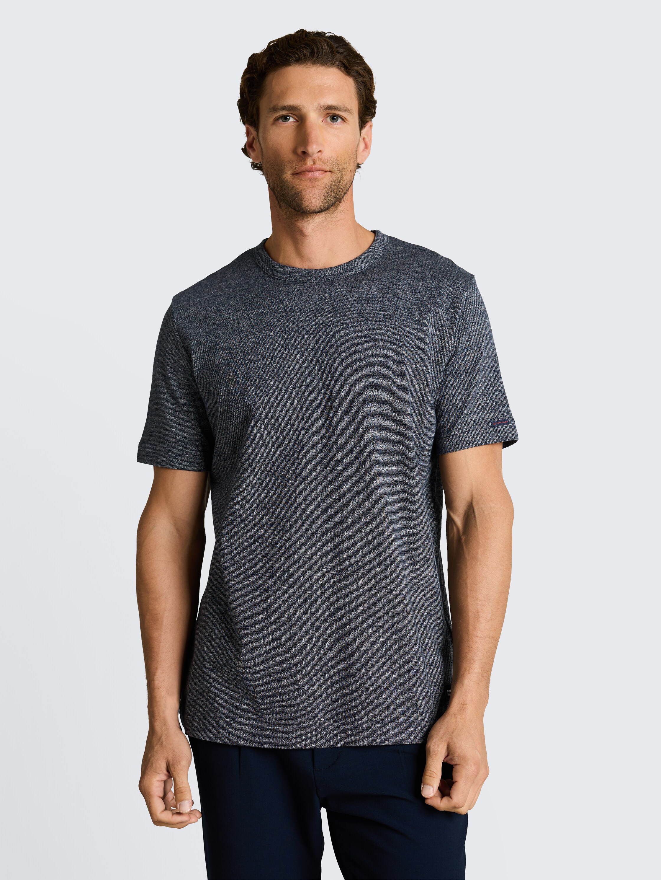 T-shirt with a marl effect - navy_gardenia_white_injected - 