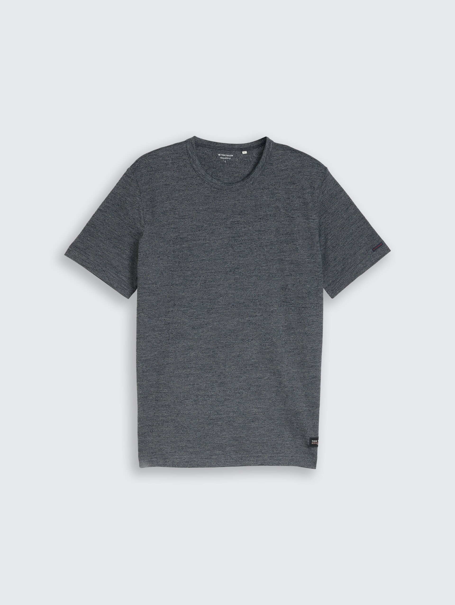 T-shirt in gemêleerde look - navy gardenia white injected - Product vooraanzicht