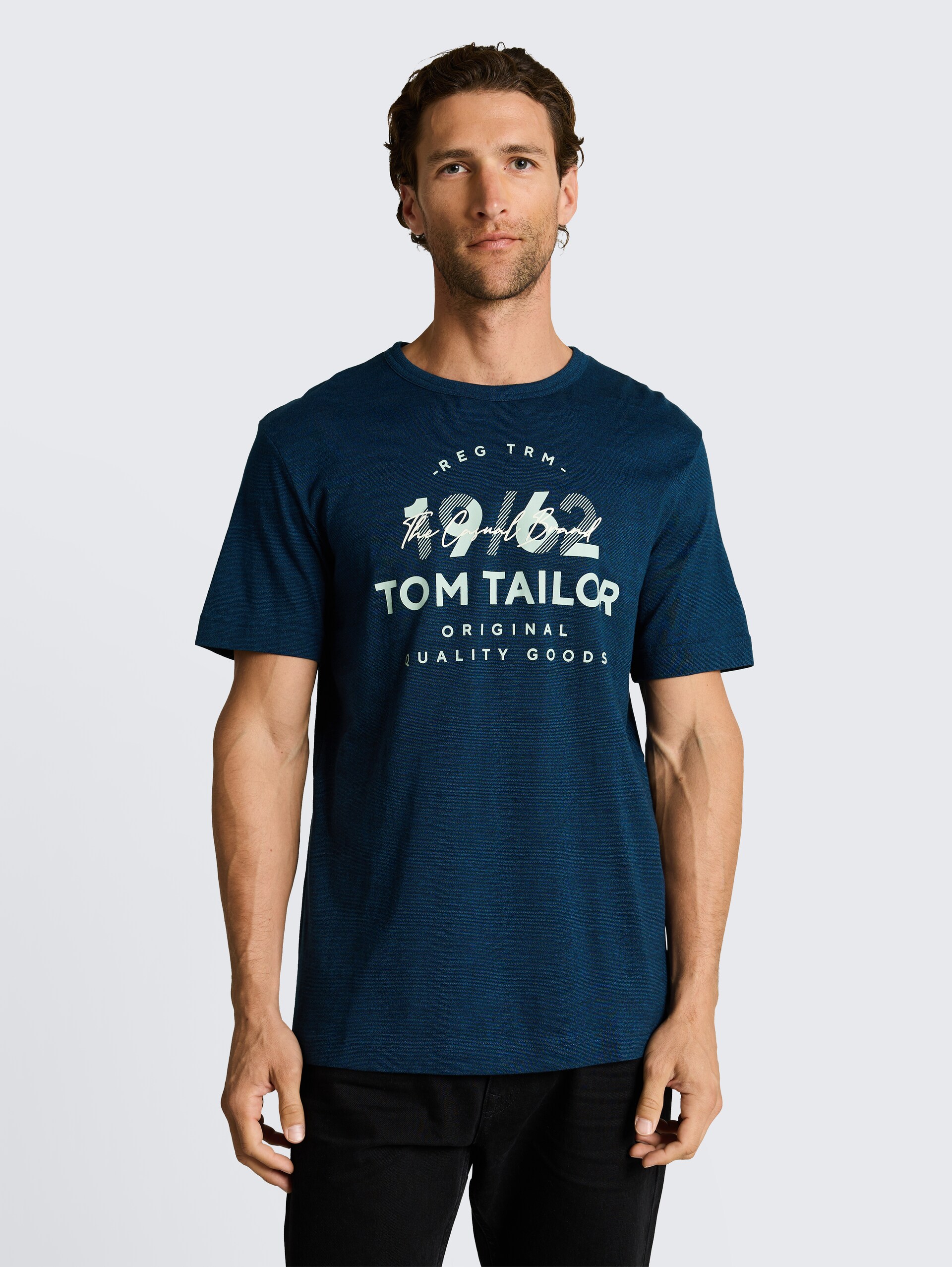 T-Shirt mit Logo-Print - navy blue petrol injected - Ausschnitt Model-Vorderansicht