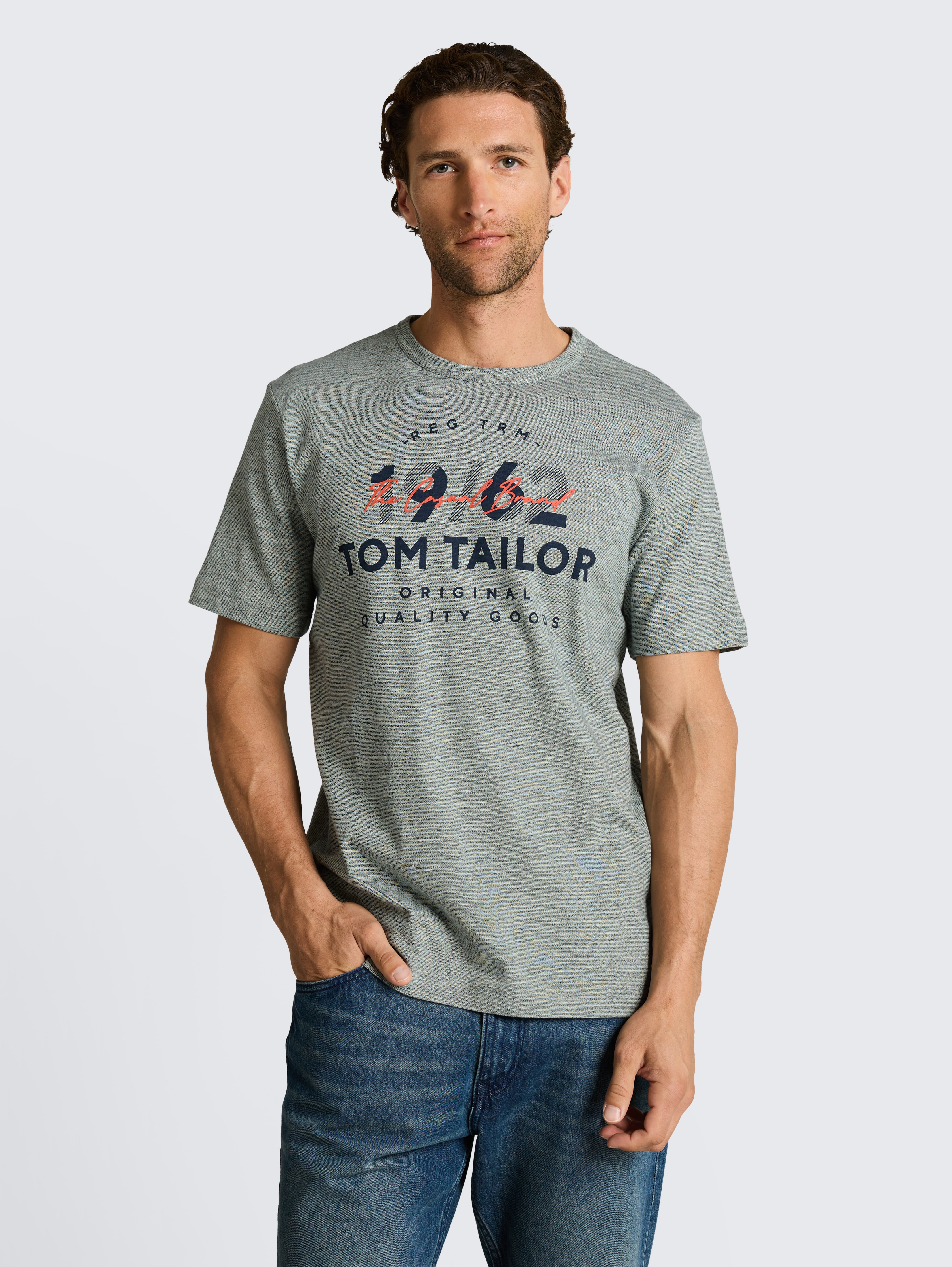 T-Shirt mit Logo-Print von Men, green navy injected