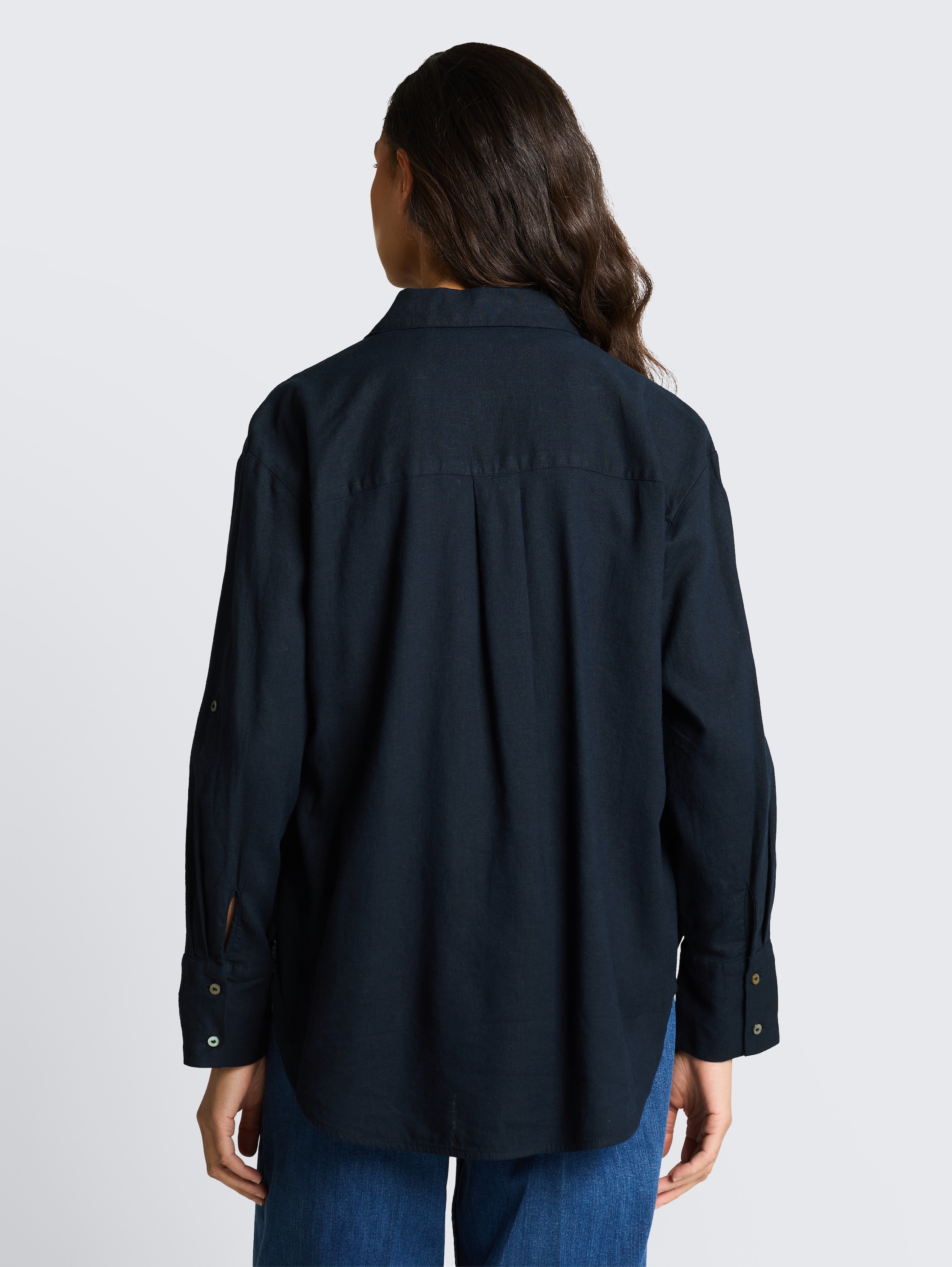 Oversized overhemdblouse met linnen - sky_captain_blue_1 - 