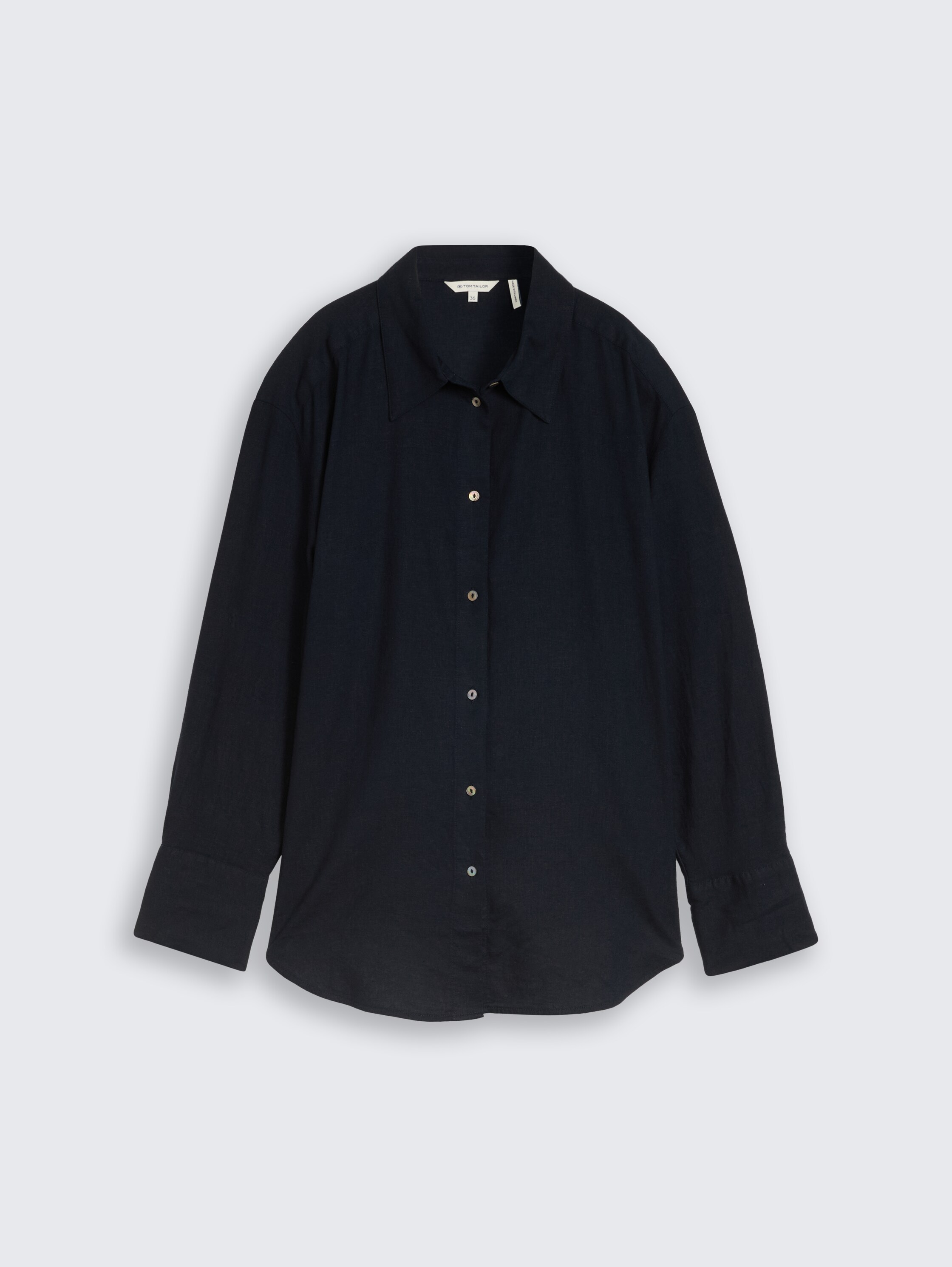 Oversized overhemdblouse met linnen - sky_captain_blue_1 - 