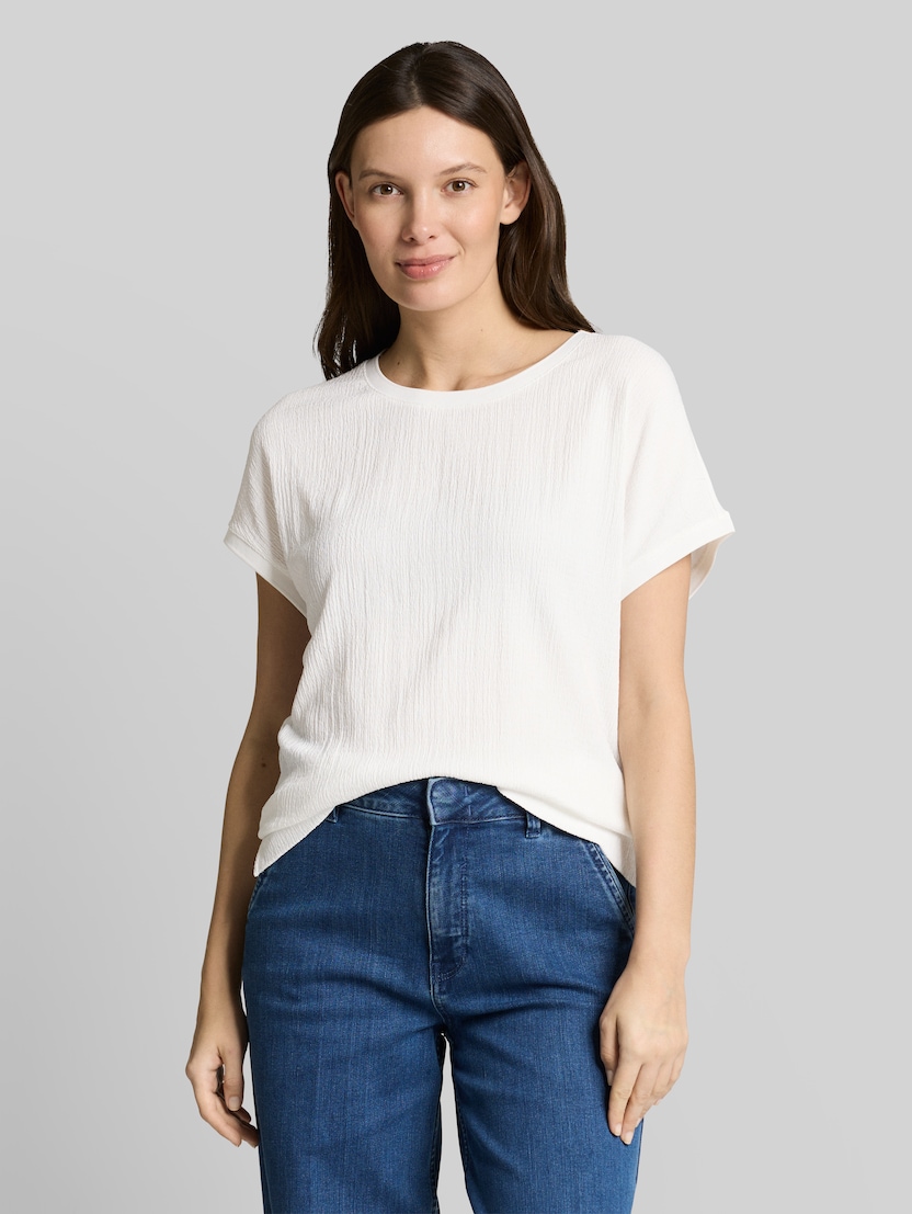 T-Shirt im Material-Mix von Women, Whisper White