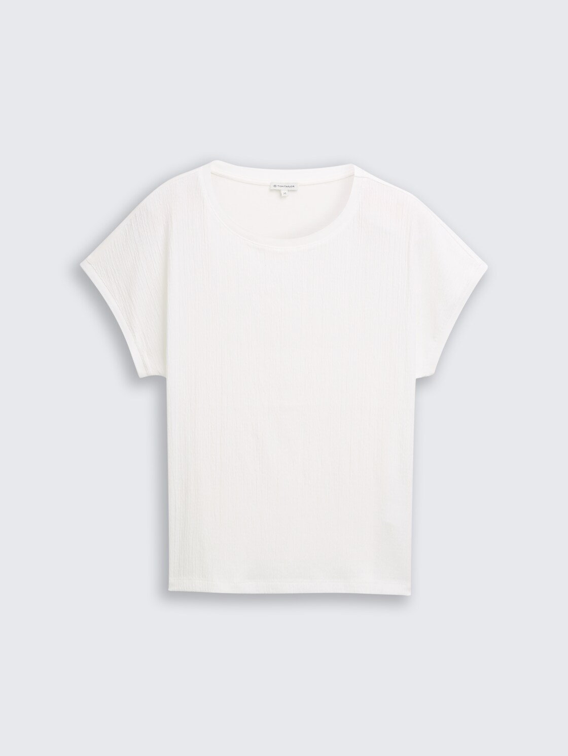 T-Shirt im Material-Mix - Whisper White - Vorder-Produkt-Ansicht