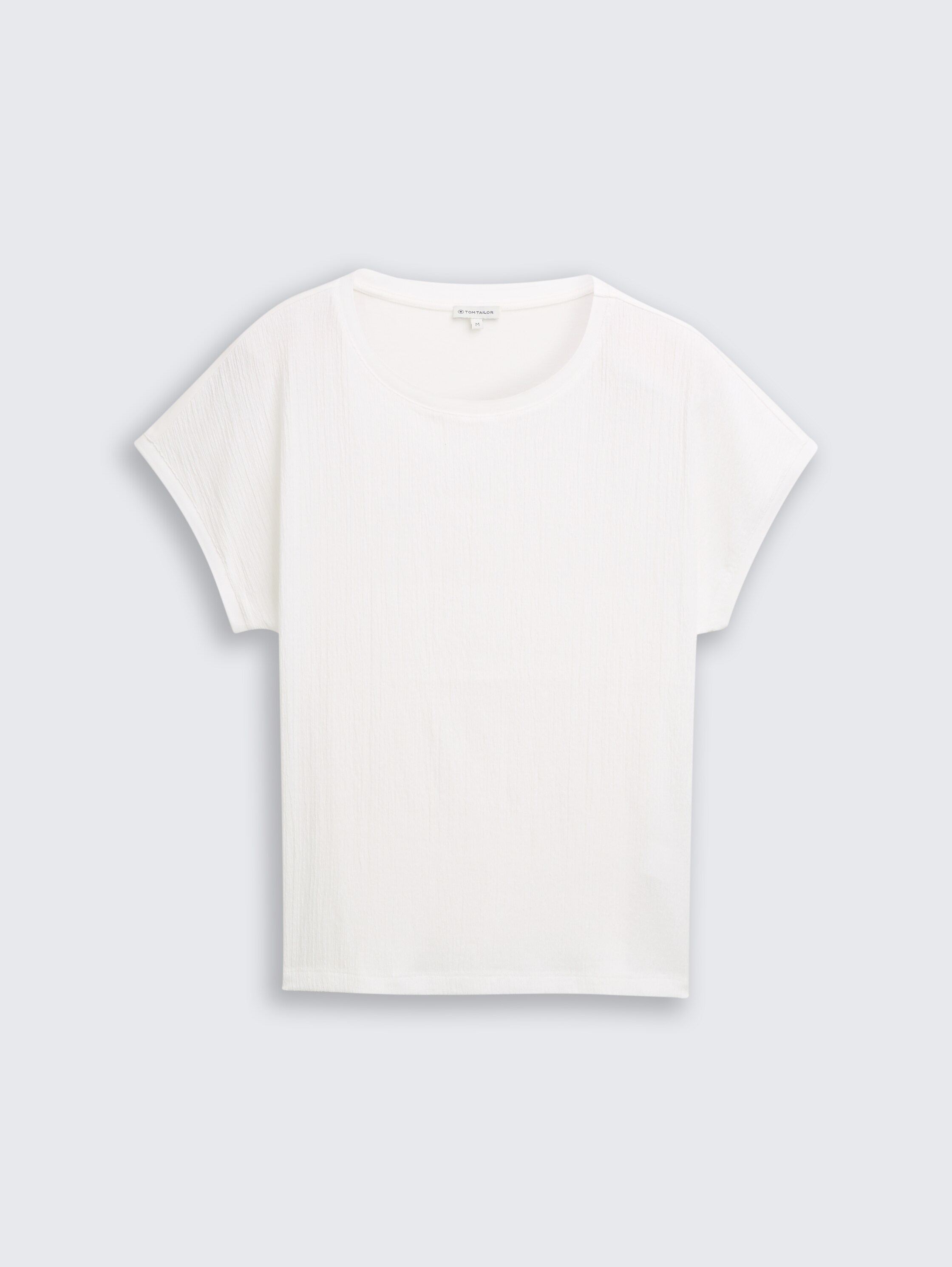 T-Shirt im Material-Mix - Whisper White - Vorder-Produkt-Ansicht